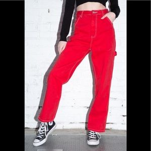 brandy melville red painter pants